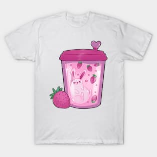 Strawberry boba tea bunny T-Shirt